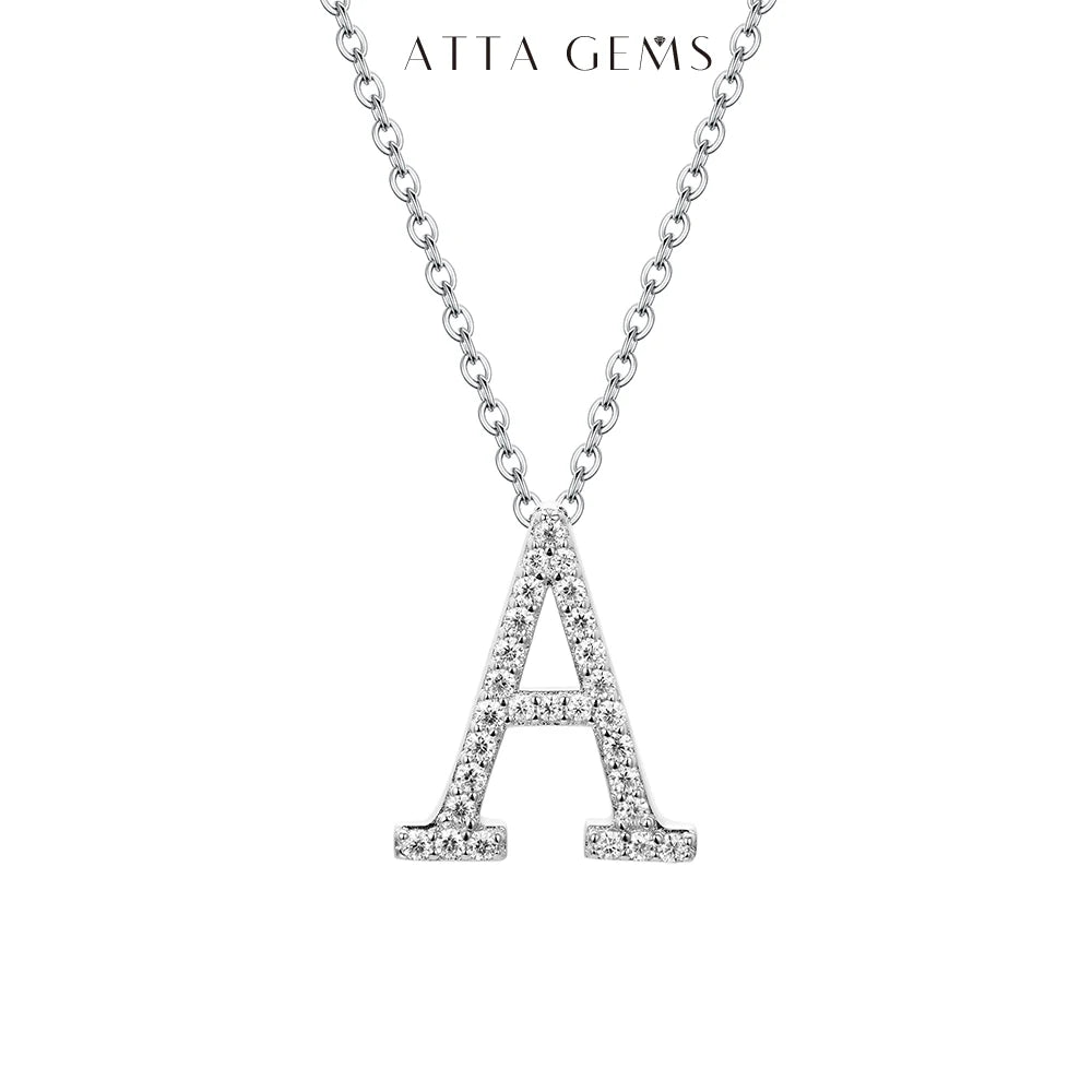 Moissanite Letter Pendant Necklace - A