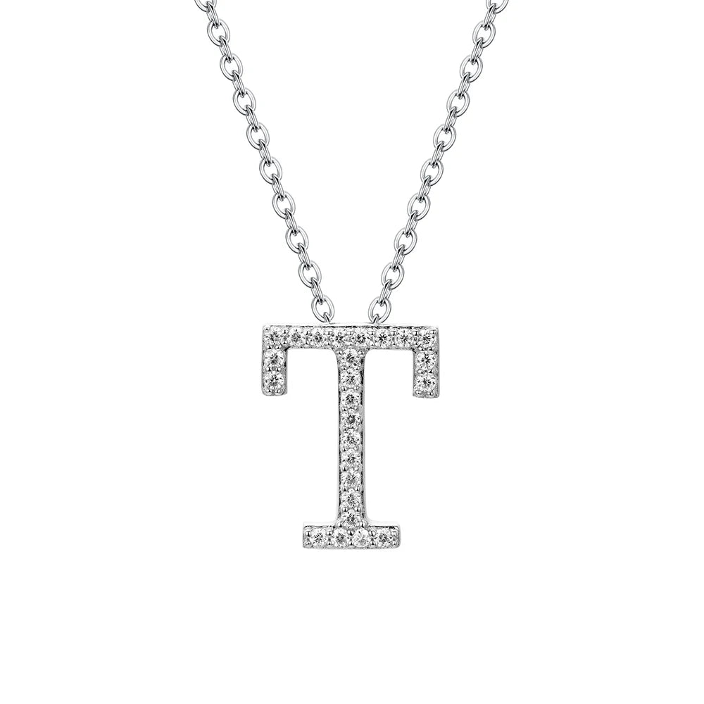 Moissanite Letter Pendant Necklace - T