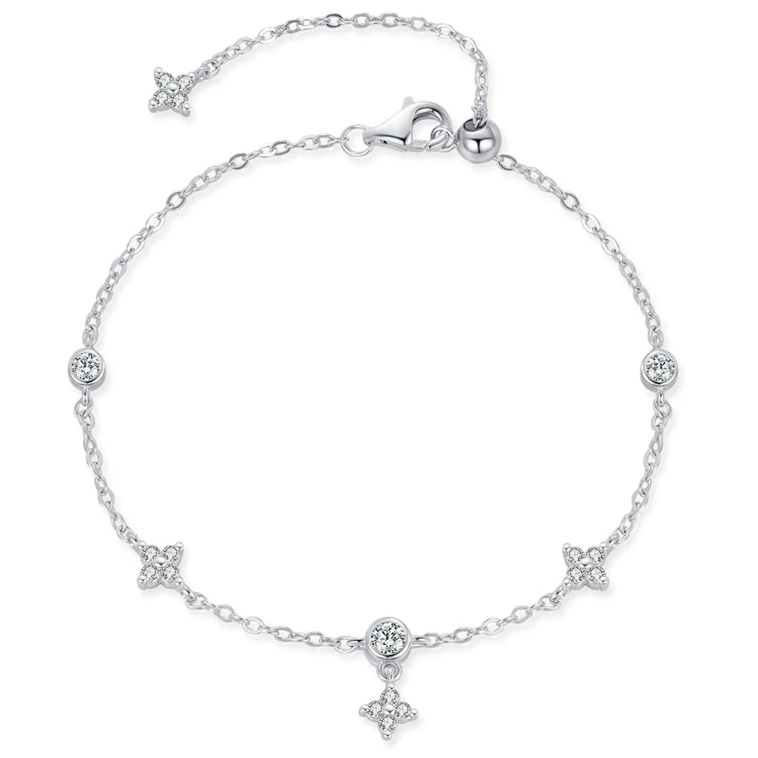 Leaf Clover CZ Sterling Silver Bracelet