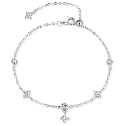 Leaf Clover CZ Sterling Silver Bracelet