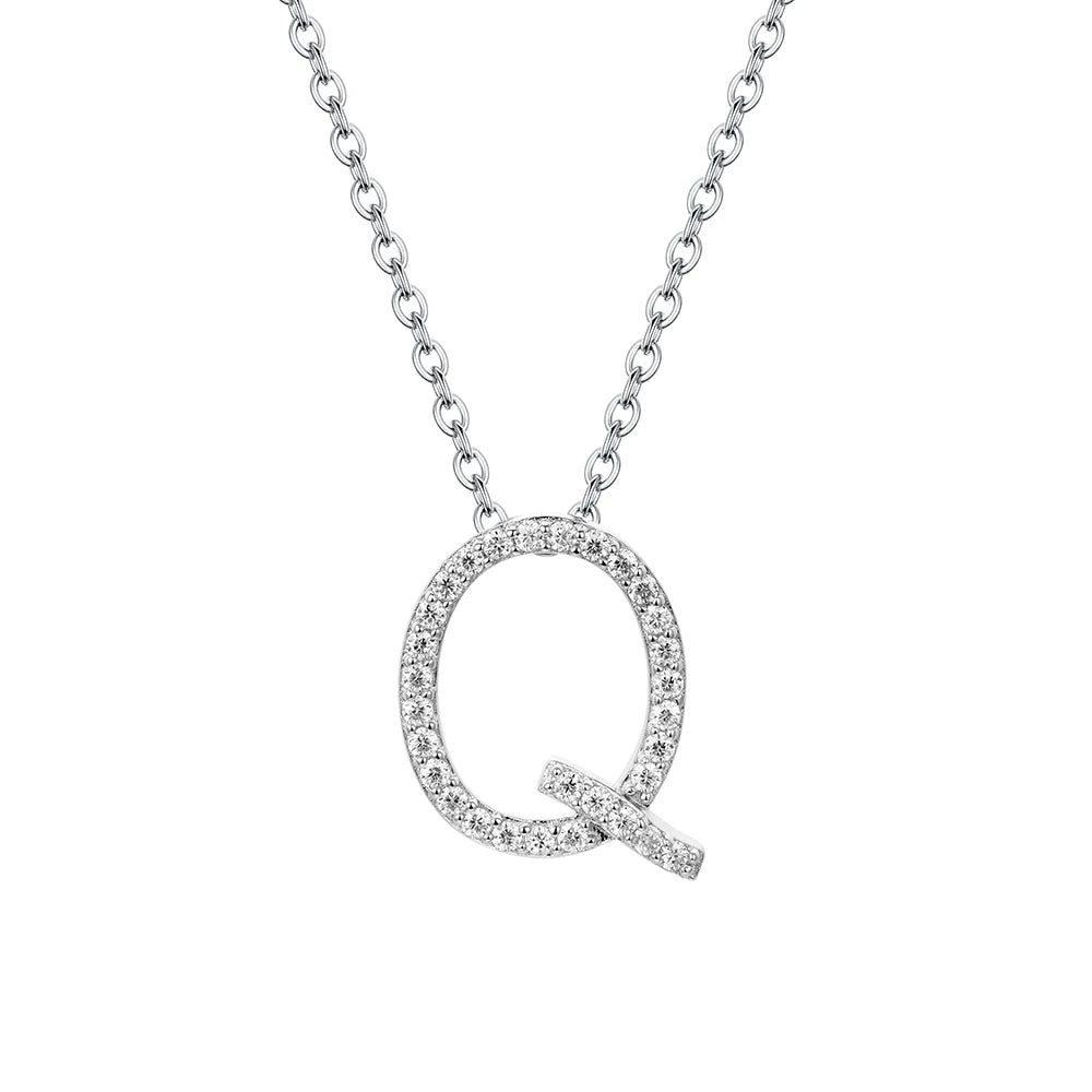 Moissanite Letter Pendant Necklace - Q