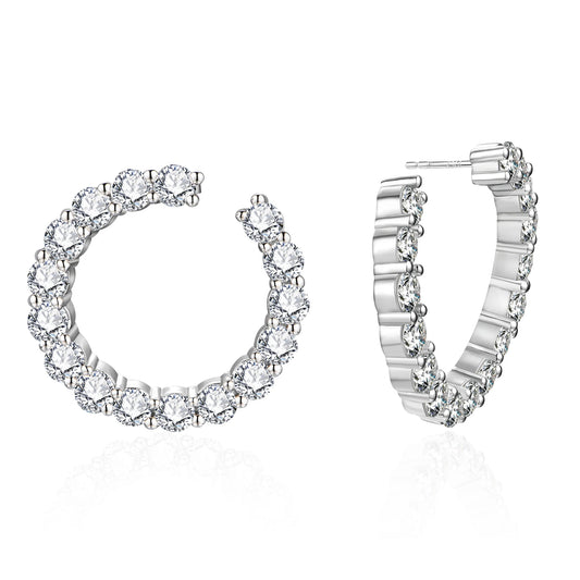 Moissanite Hoop Earrings 925 Silver - Dew