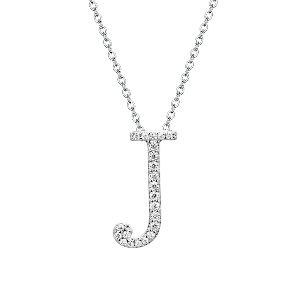 Moissanite Letter Pendant Necklace - J