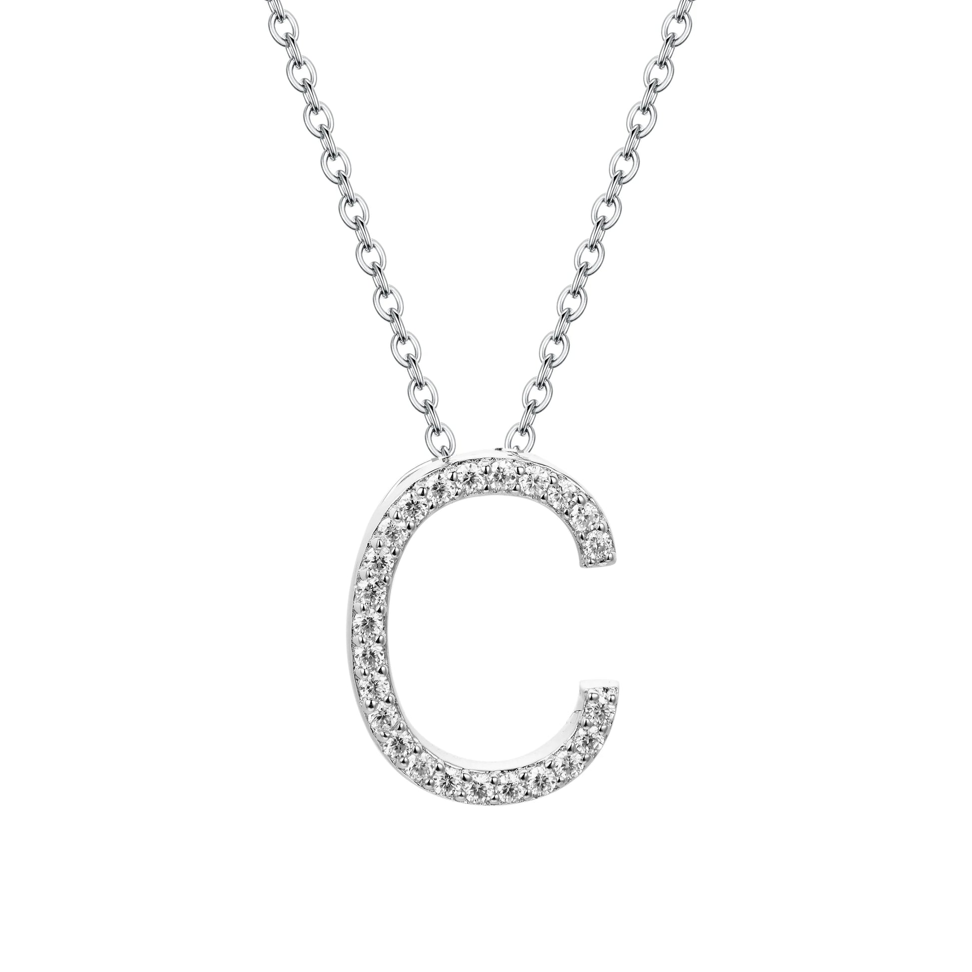 Moissanite Letter Pendant Necklace - C