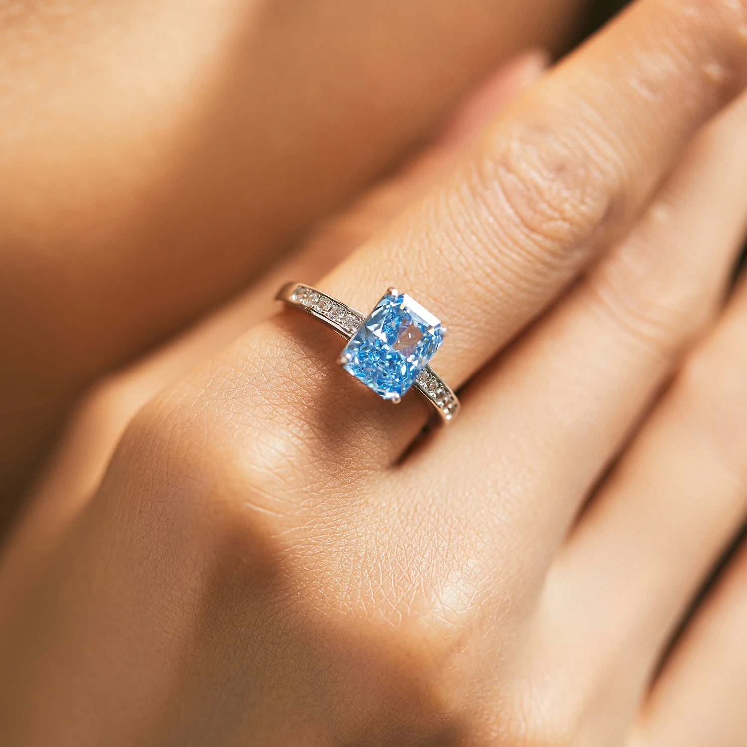 Blue Fire Solitaire Ring