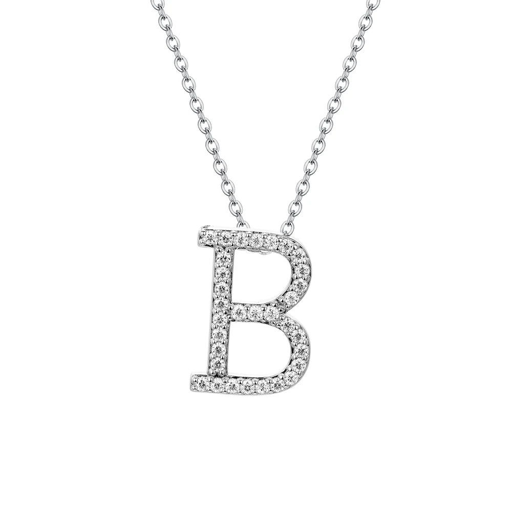 Moissanite Letter Pendant Necklace - B