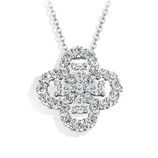 Clover Pendant Silver Necklace - Ava