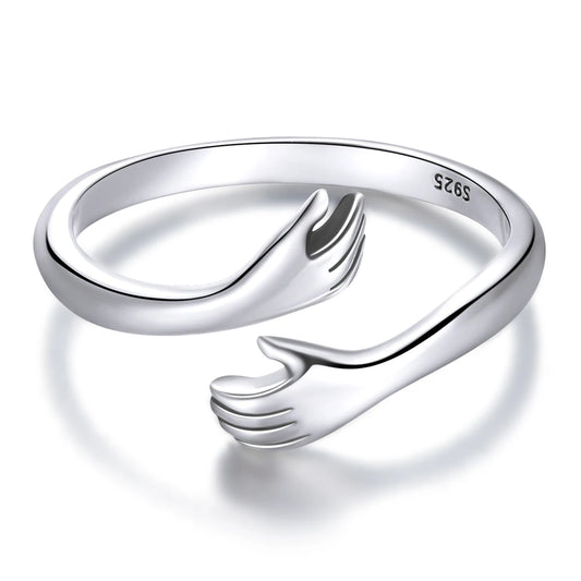 Sterling Silver Hug Adjustable Ring - Ovia