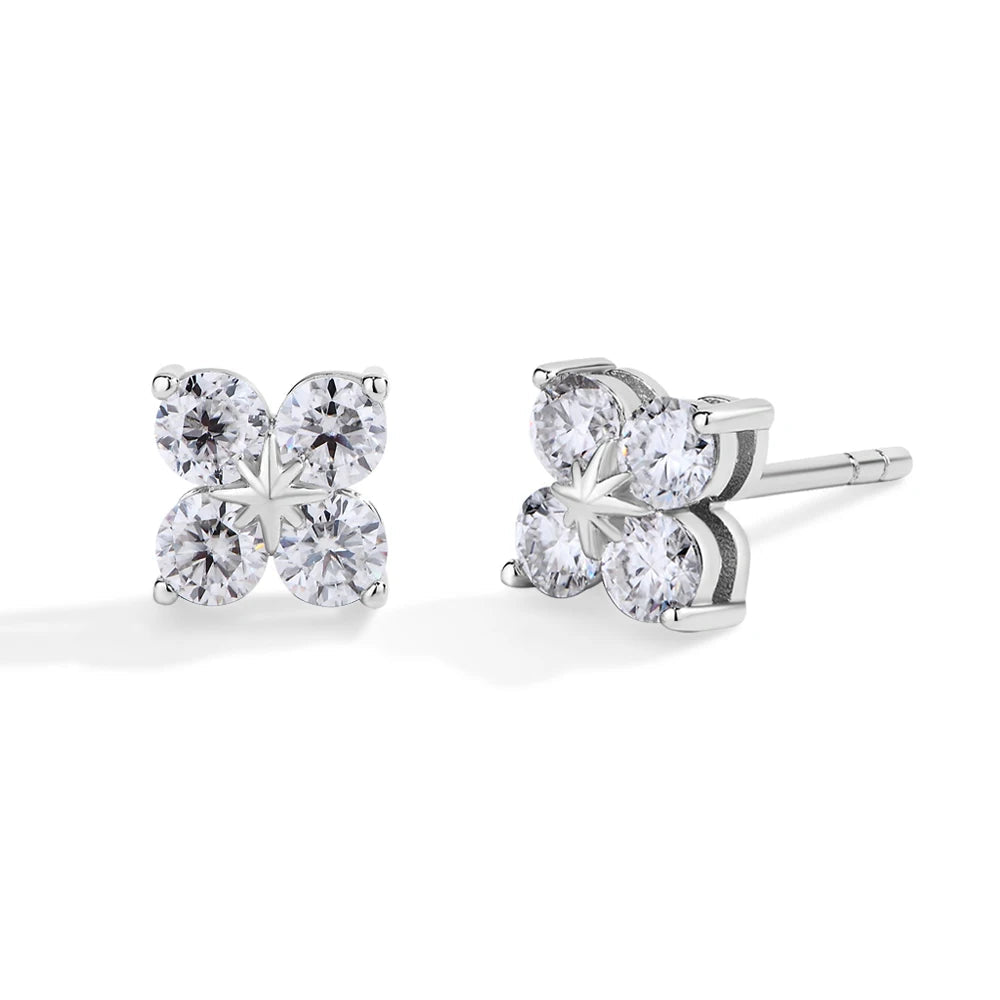 Minimalist Moissanite Clover Stud Earrings