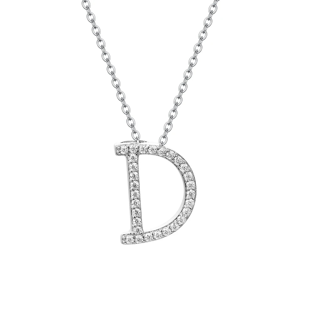 Moissanite Letter Pendant Necklace - D