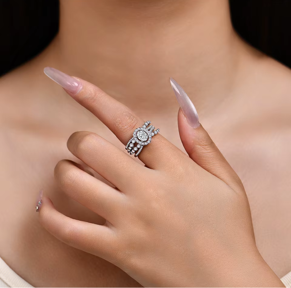Oval-cut Moissanite Ring