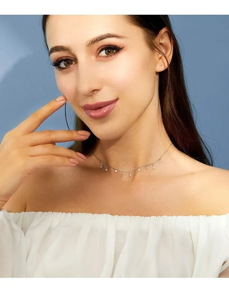 Star Choker Silver Necklace