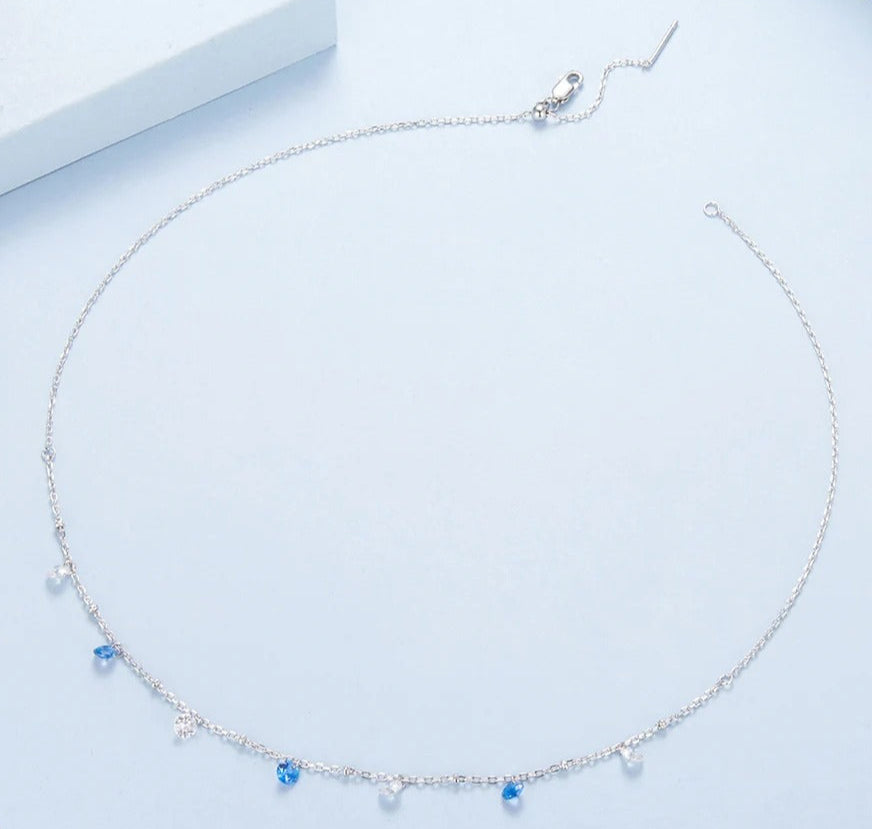 Star Drops Chain Silver Necklace