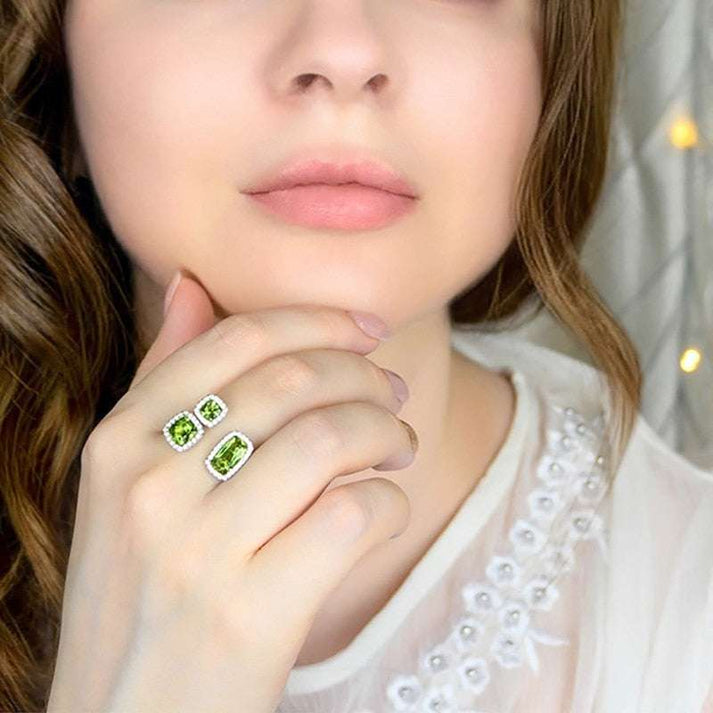 Multi-stone Cluster Ring - Green