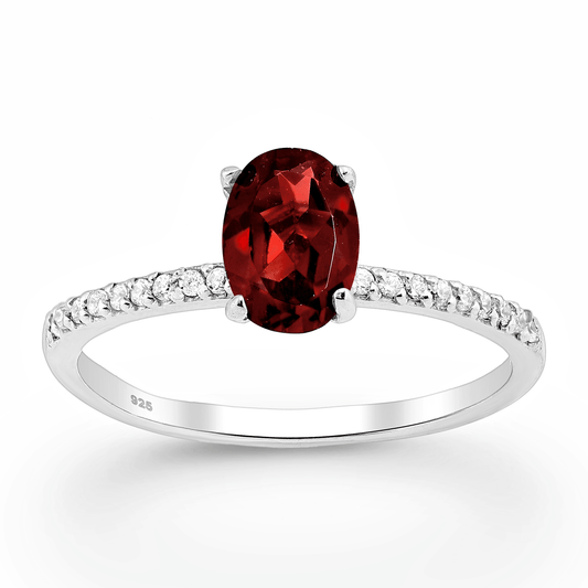 Garnet Ring with Cubic Zirconia - Mira