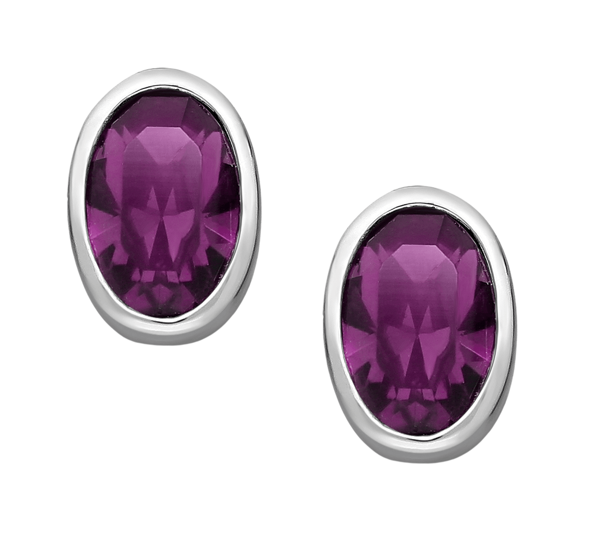 Minimalist Silver Amethyst Studs Earrings - Iliyana