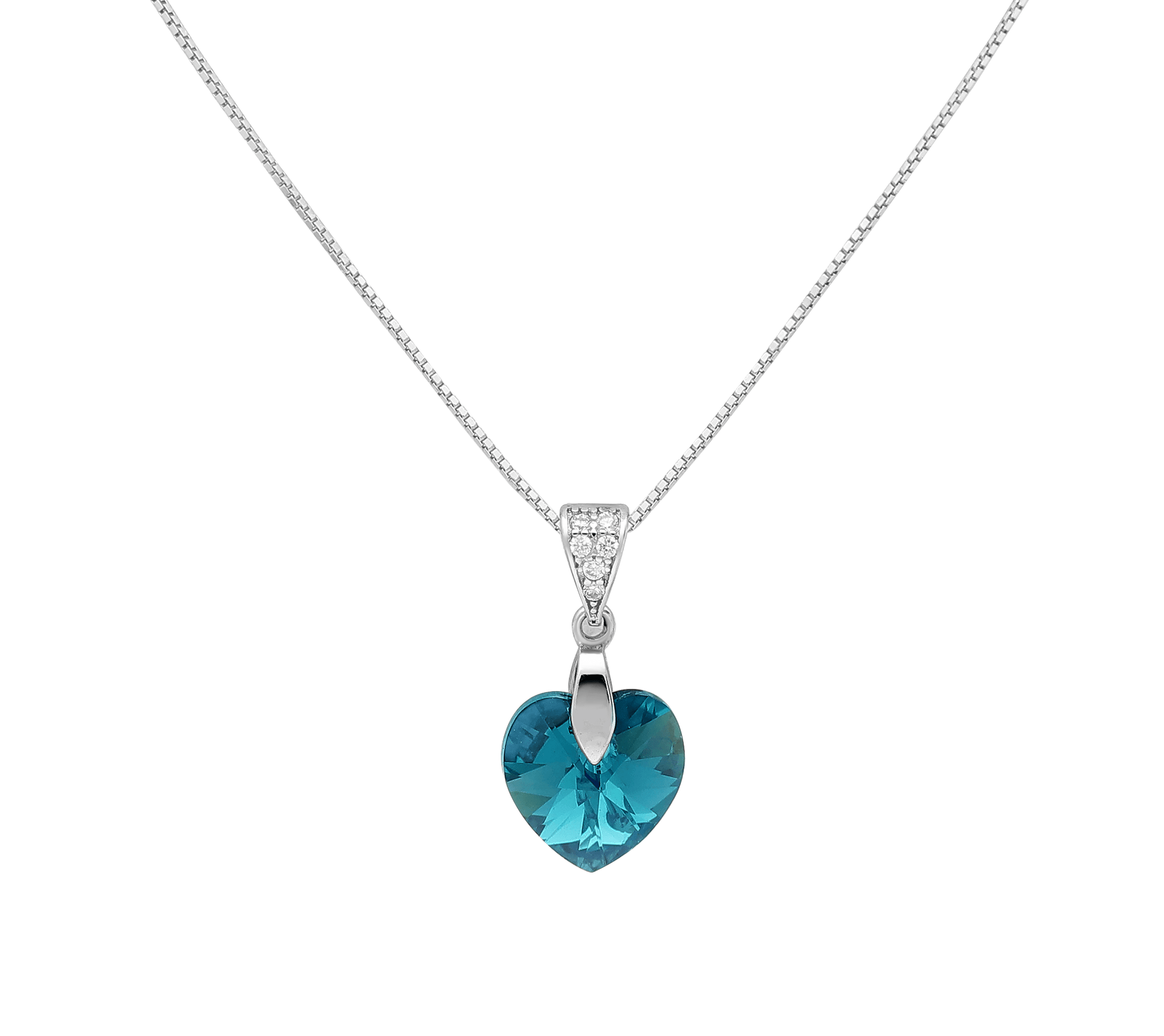 Blue Heart Sterling Silver Necklace with crystals - Moheet