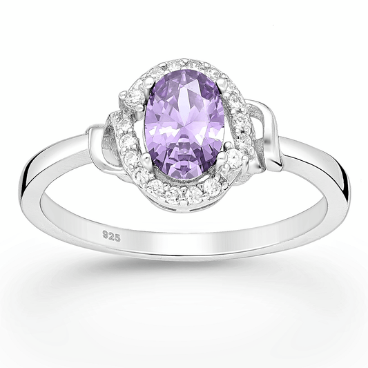 Rowan Lilac Halo Silver Sterling Ring  