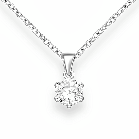 Sterling Silver Solitaire Necklace - Asala White