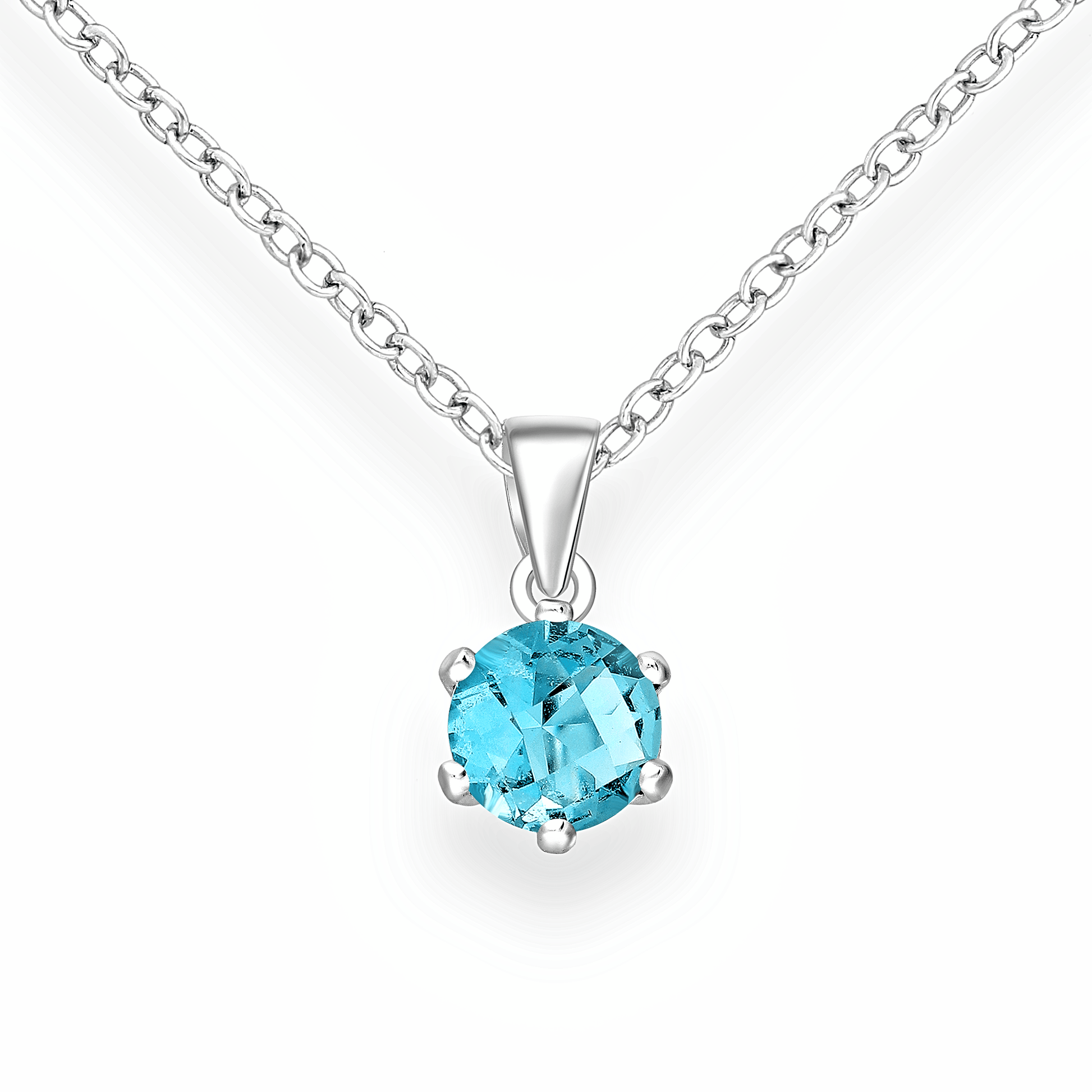 Silver Solitaire Necklace - Asala Blue