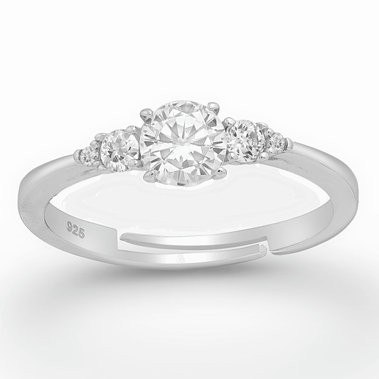 Symphony Solitaire Silver Ring – Alef Jewels