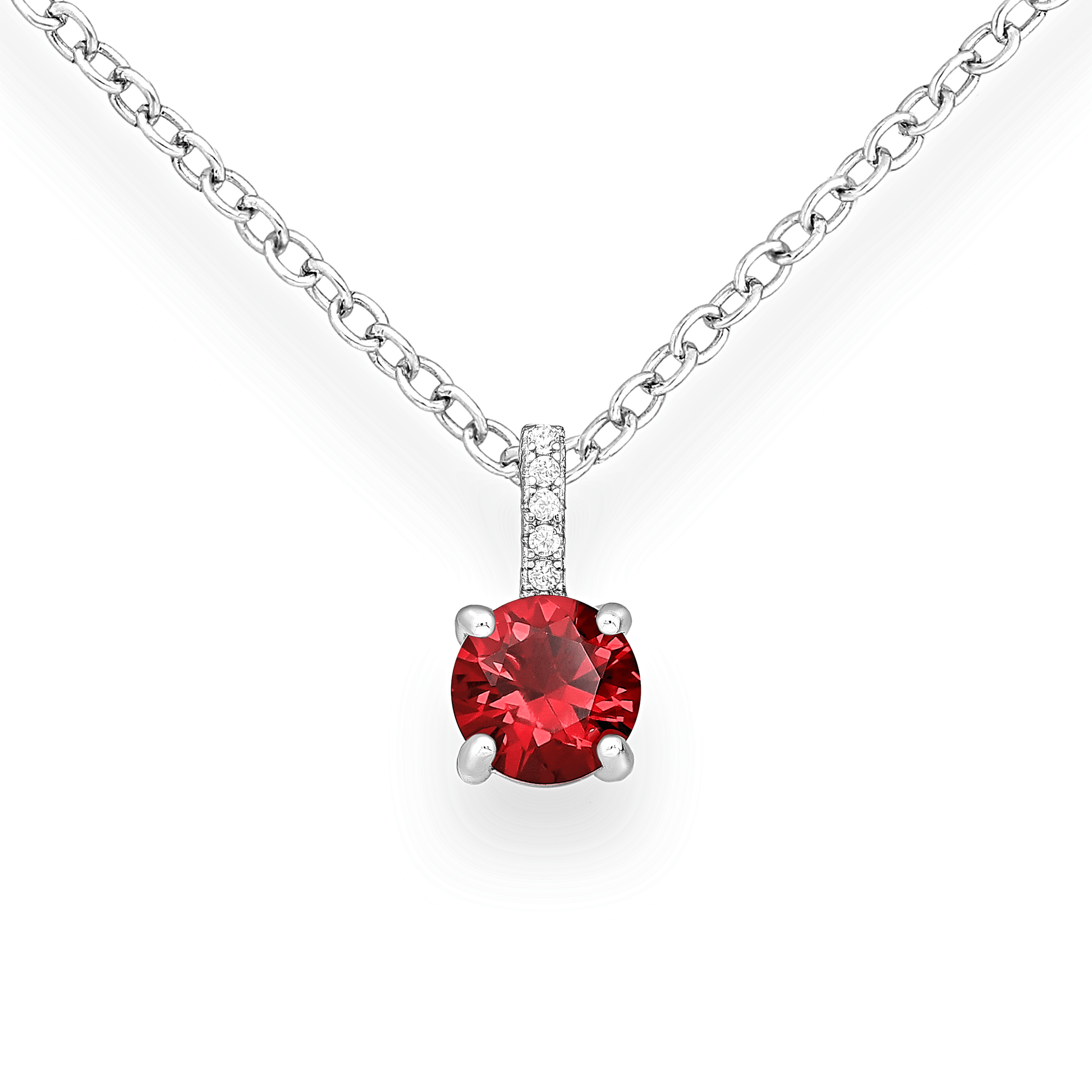 Silver Solitaire Necklace - Samar Ruby