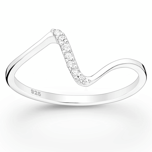 Amwaj Wave Sterling Silver Ring for Women