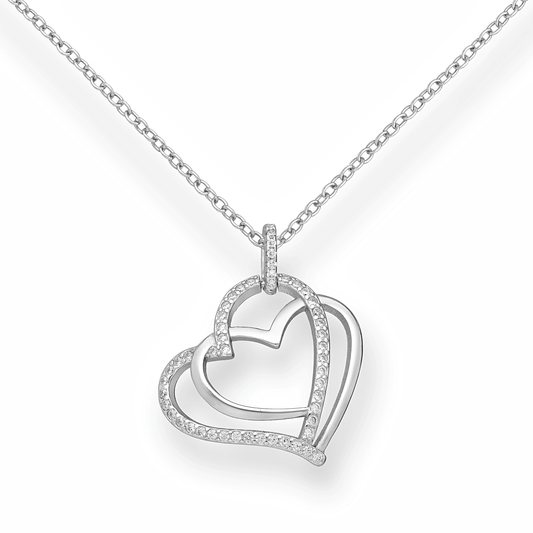 Twin Heart Silver Necklace - Nur