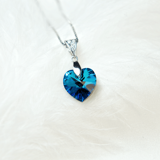 Blue Heart Sterling Silver Necklace - Moheet