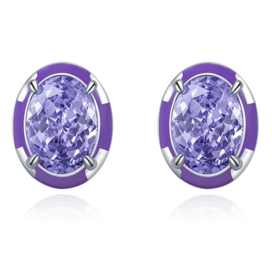 Purple Fire Oval Enamel Studs - Isri