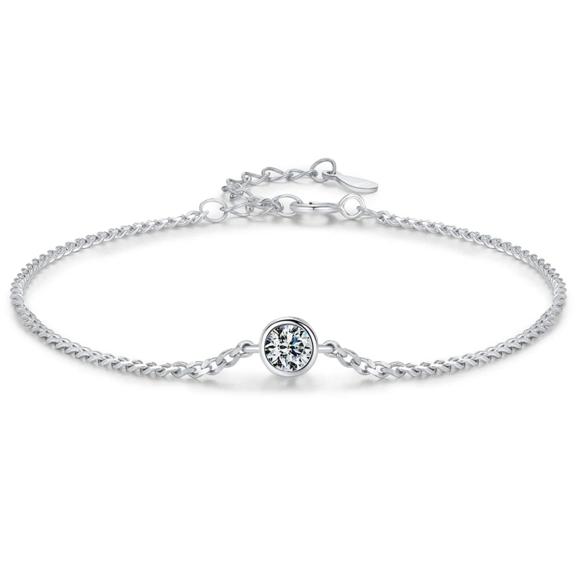 Moissanite Solitaire Chain Bracelet