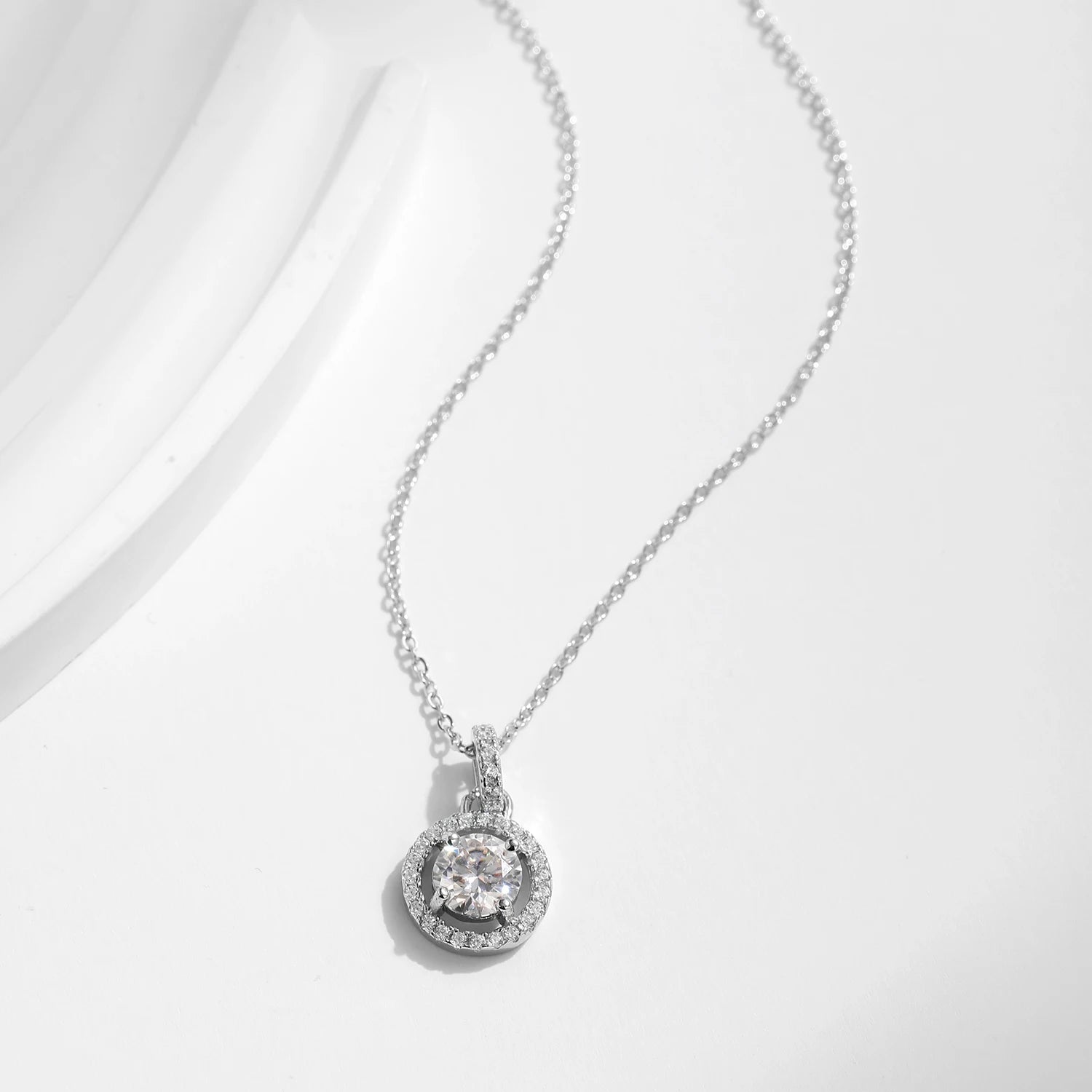 Moissanite Silver Pendant Necklace - Esra