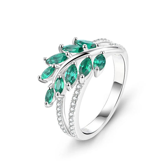 Sterling Silver Emerald Engagement Ring
