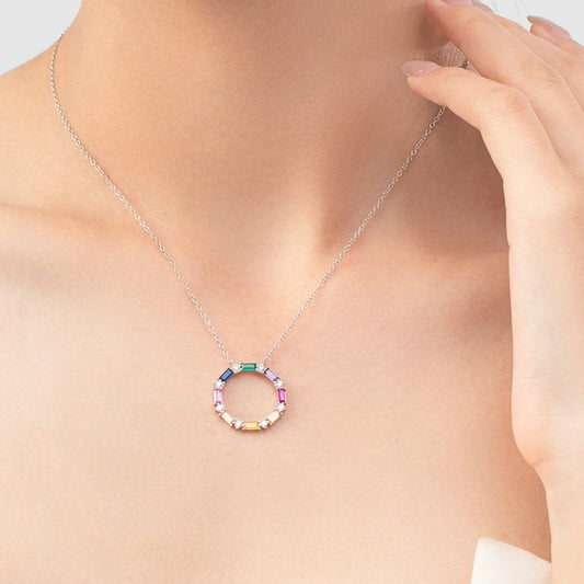 Multicolor Circle Pendant Necklace - Lani