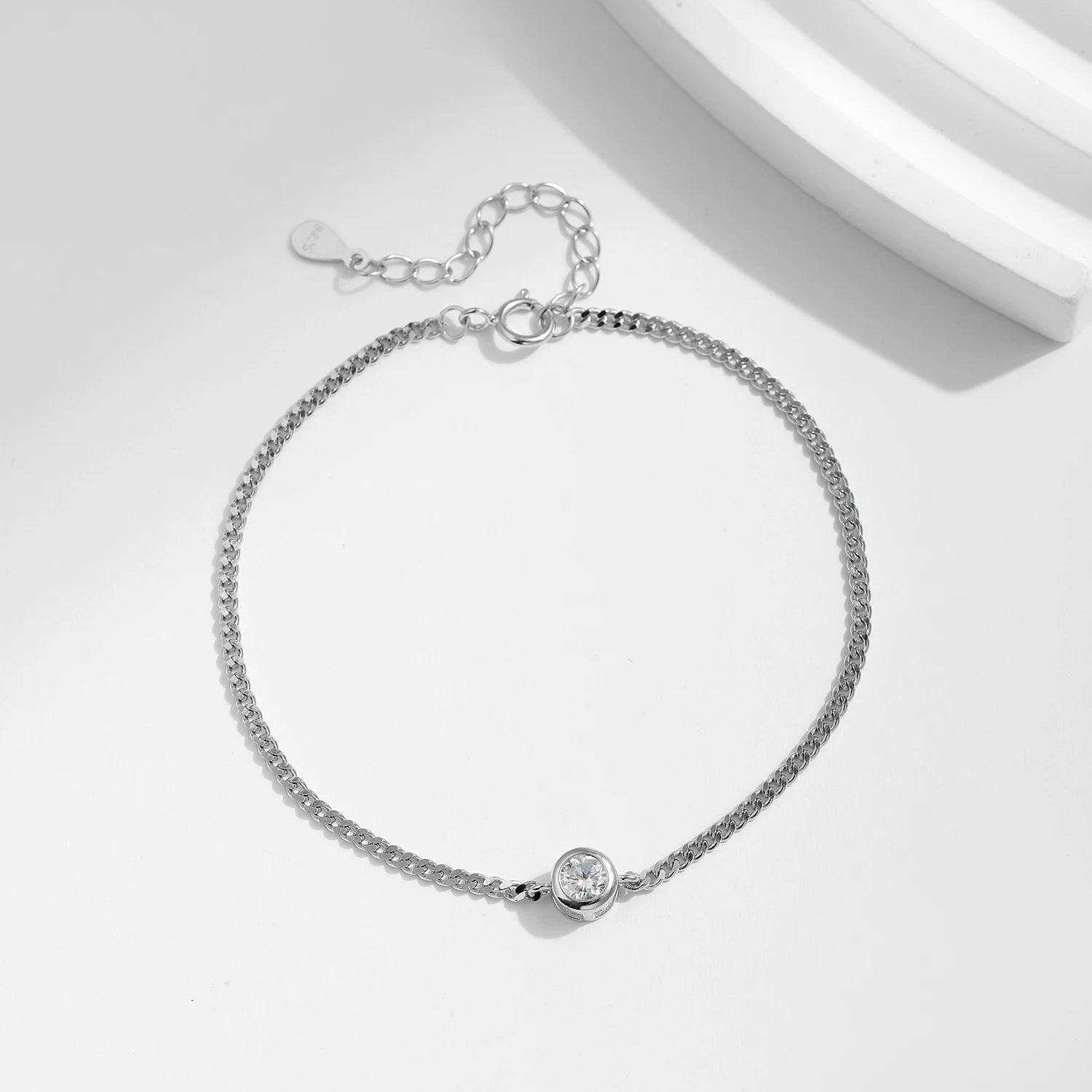 Moissanite Solitaire Chain Bracelet