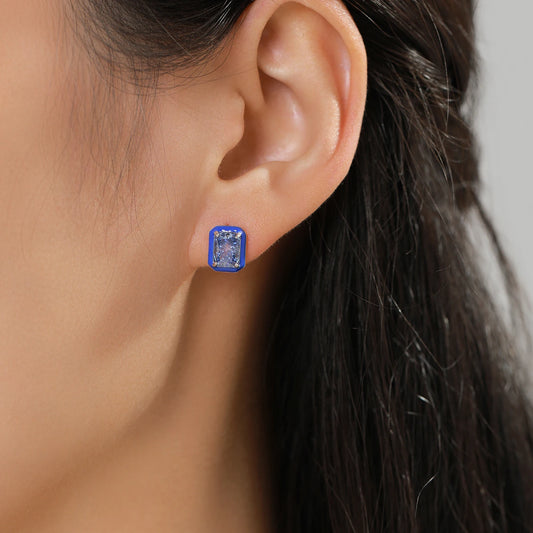 Purple Crushed Ice Enamel Stud Earrings