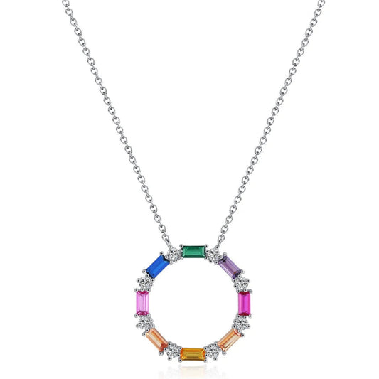Multicolor Circle Pendant Necklace - Lani