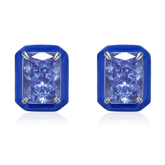 Purple Crushed Ice Enamel Stud Earrings - Isra