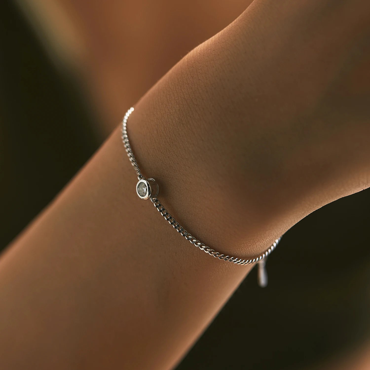 Moissanite Solitaire Chain Bracelet