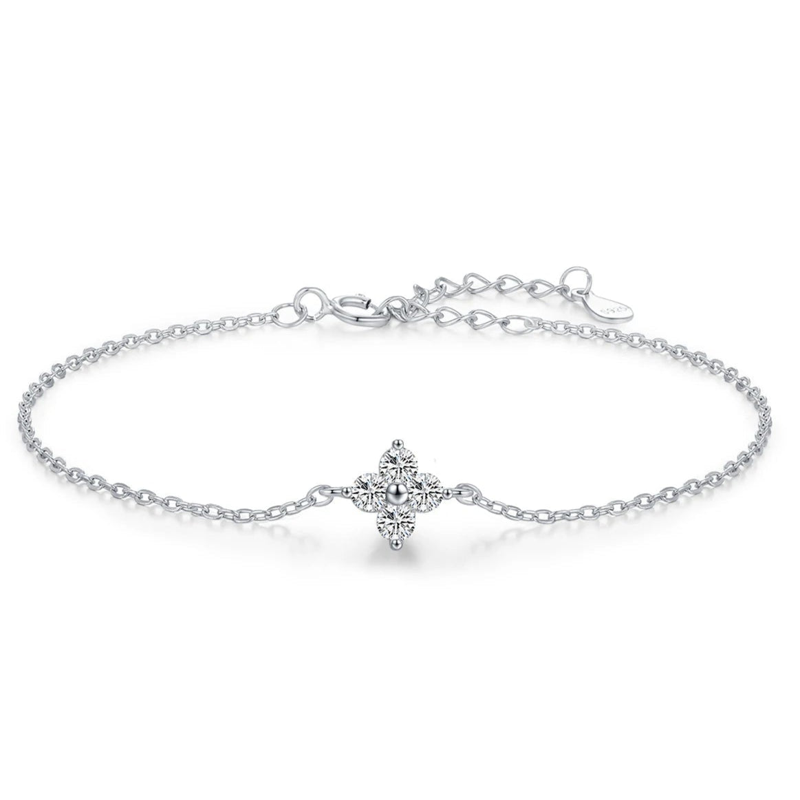 Leaf Clover CZ Sterling Silver Bracelet - Elysia