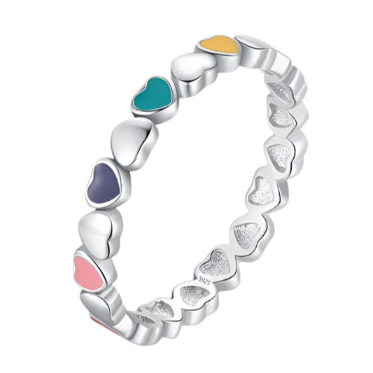 Rainbow Heart Stackable Band - Mysa