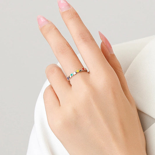 Rainbow Heart Stackable Band - Mysa