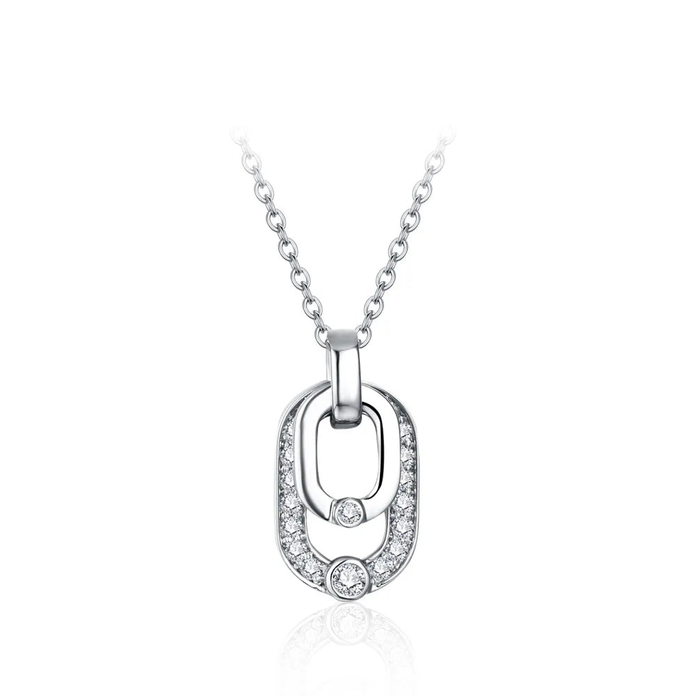 Paper Clip Design Moissanite Pendant Necklace - Lena