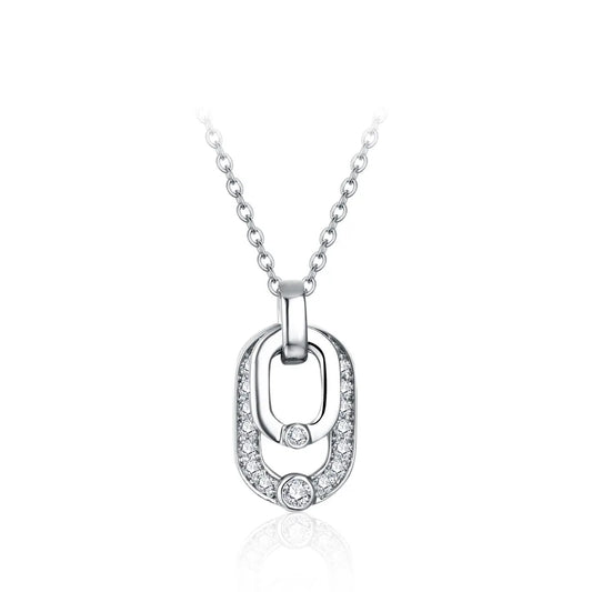 Paper Clip Design Moissanite Pendant Necklace - Lena