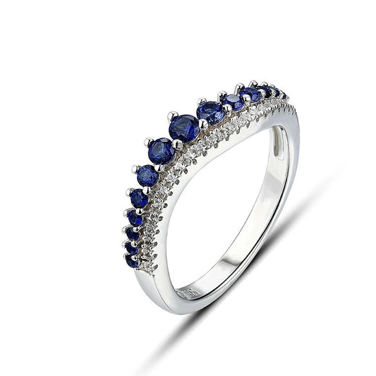 Blue Sapphire Sterling Silver Band Ring