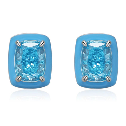 Blue Ice Enamel Stud Earrings - Zira