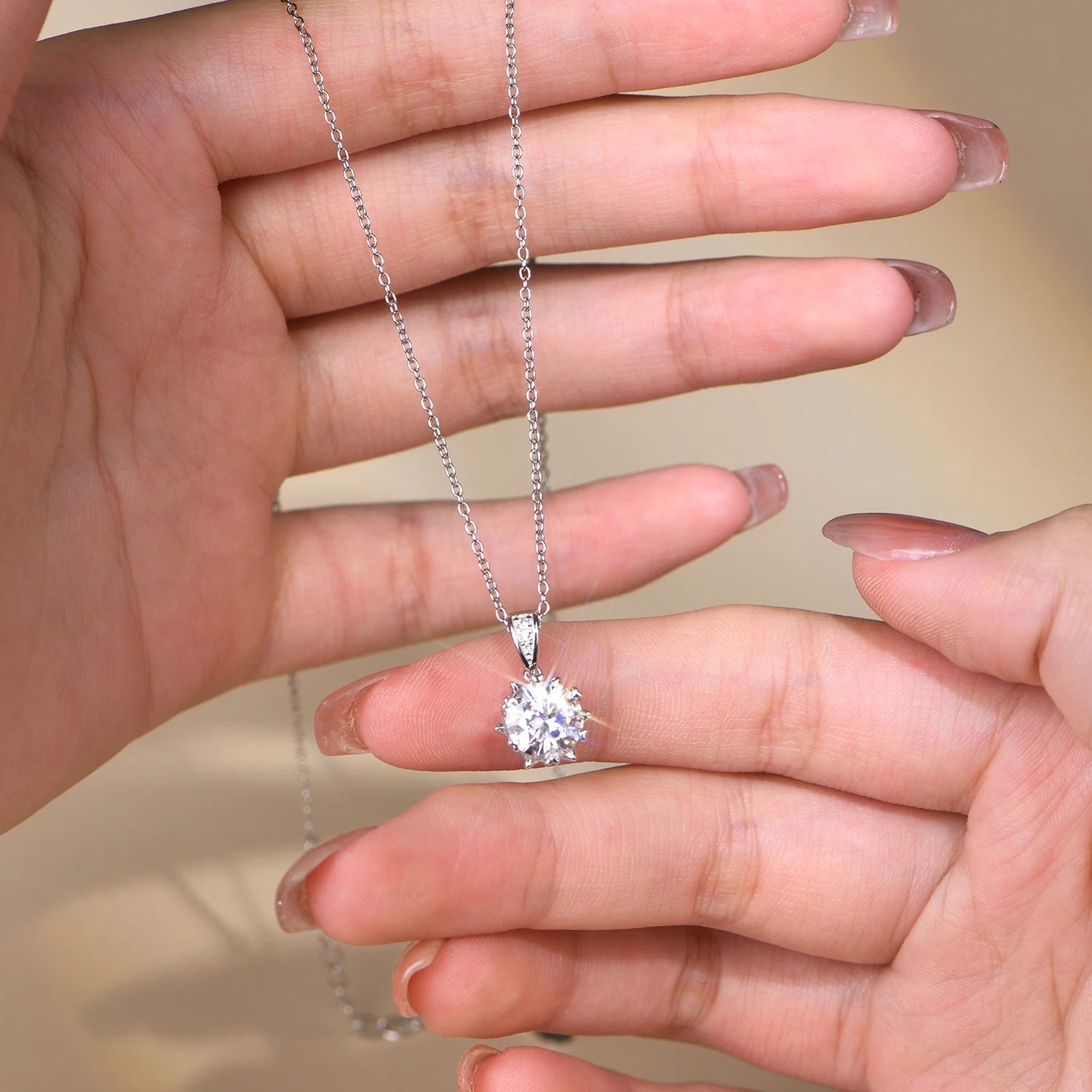 1 Carat Moissanite Silver Necklace