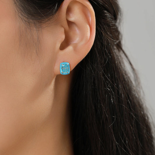 Blue Ice Enamel Stud Earrings
