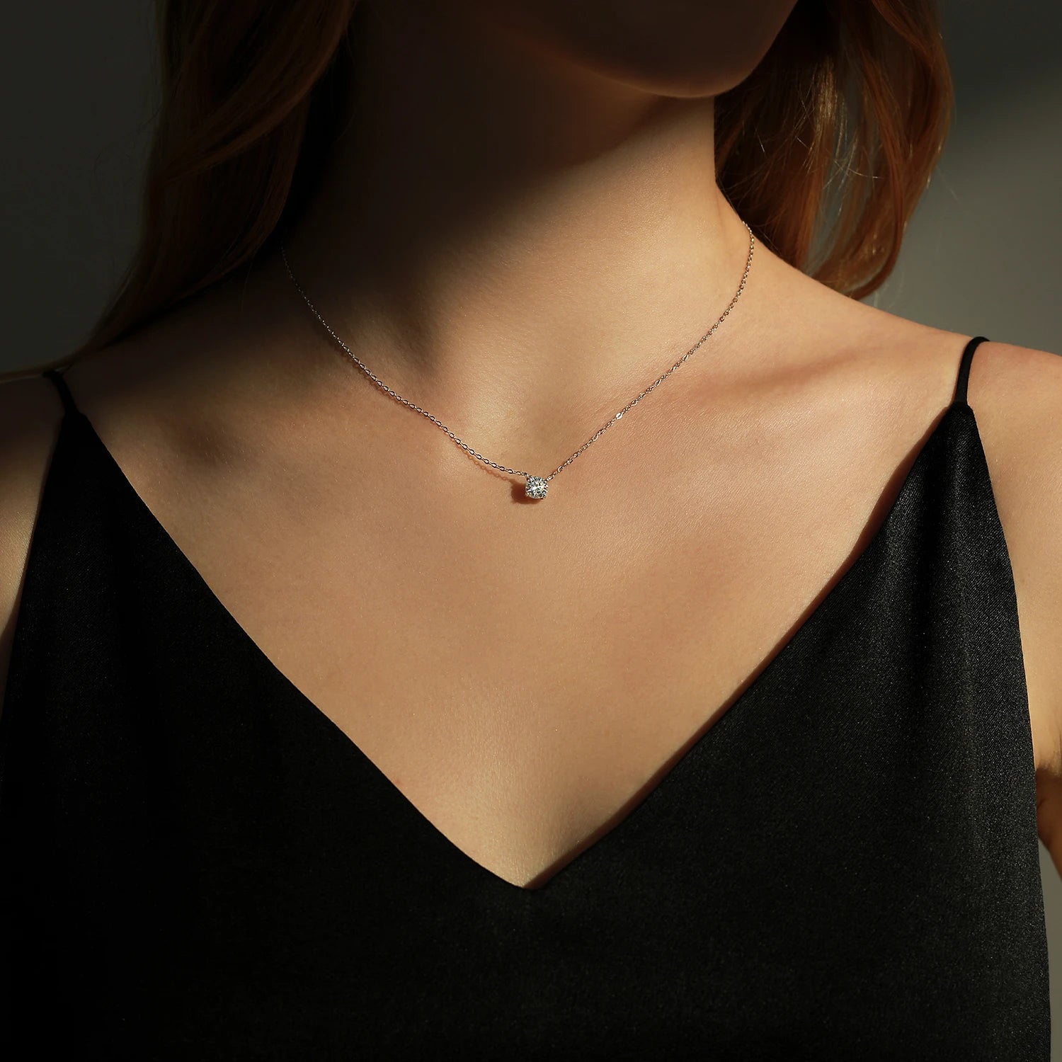 Minimalist Solitaire Silver Necklace