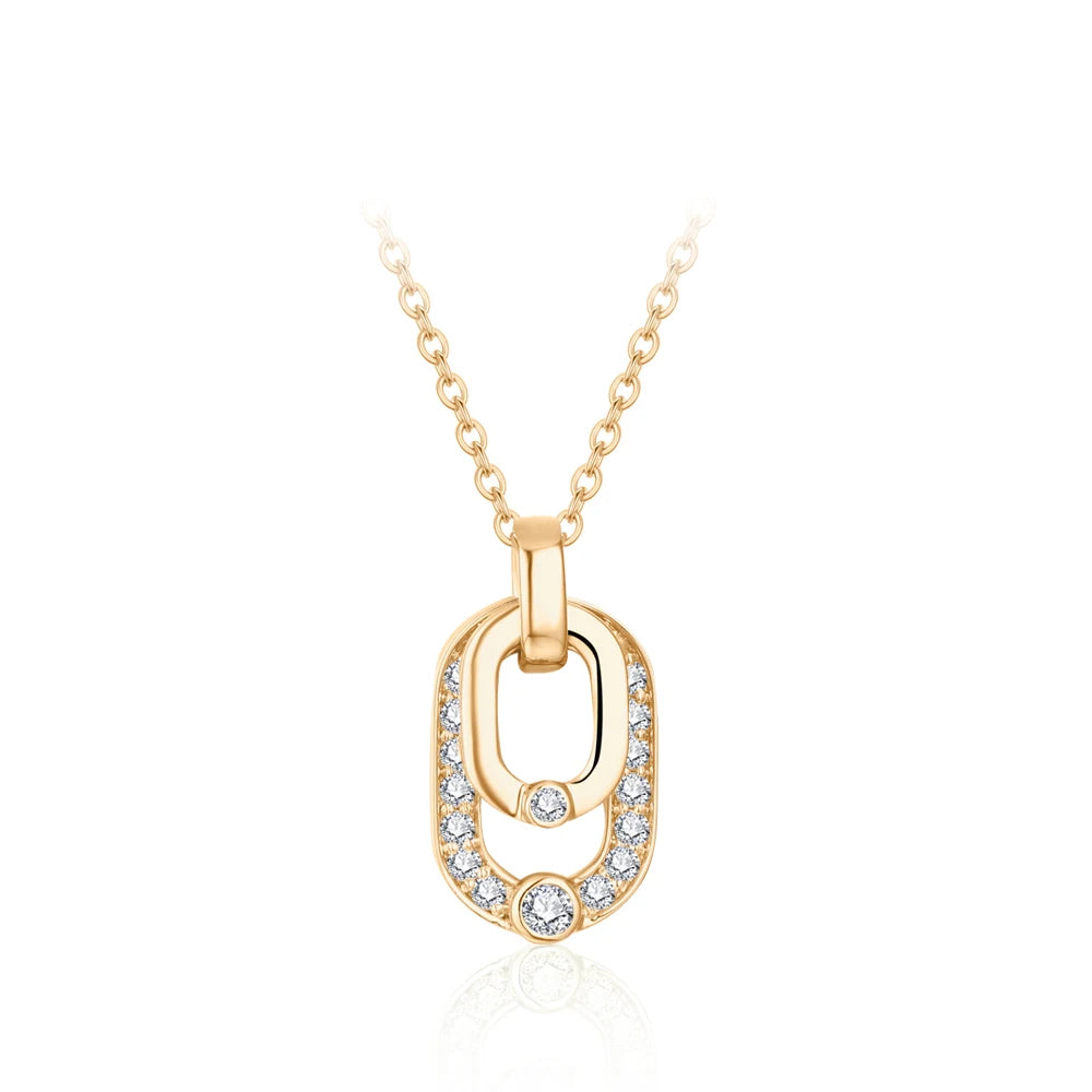 Paper Clip Design Moissanite Pendant Necklace - Lena